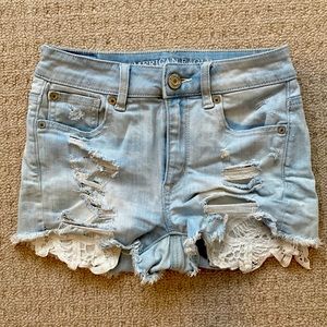 Hot AE Hi-Rise Shortie Stretch Denim Shorts